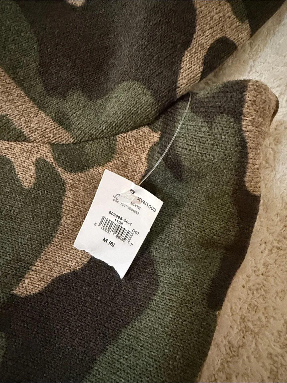 Old Navy Kids Camo Zip-Button Fleece Pullover - Green, Brown, Black